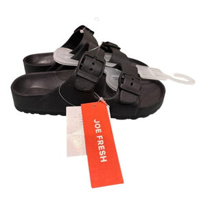 Joe Fresh Slide Sandals Unisex Kids Size 12.5 Black Buckle Adjustable Shoes